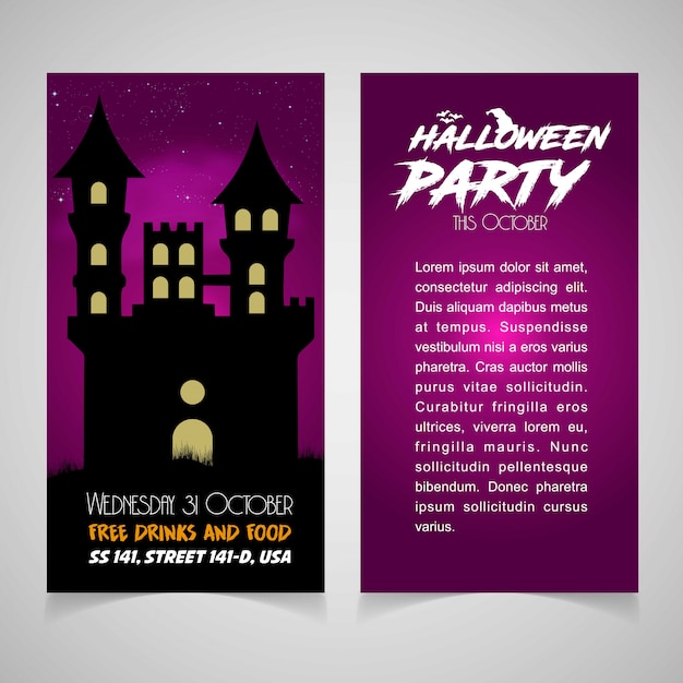 Hallowen party vector de diseño de folleto