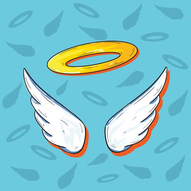 Halo y alas elementos angelicales de halo sagrado y elementos de alas puras blancas de ángel para babyshower