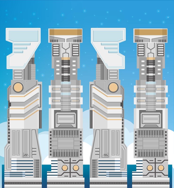Vector halo pillar establece arquitectura de ciencia ficción con ilustración de vector de estilo mecánico