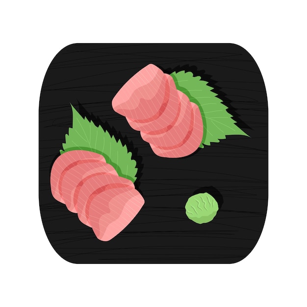 Hamachi sashimi de cola amarilla servido en la ilustración de vector de placa