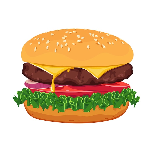 Vector hamburguesa aislado sobre fondo blanco.