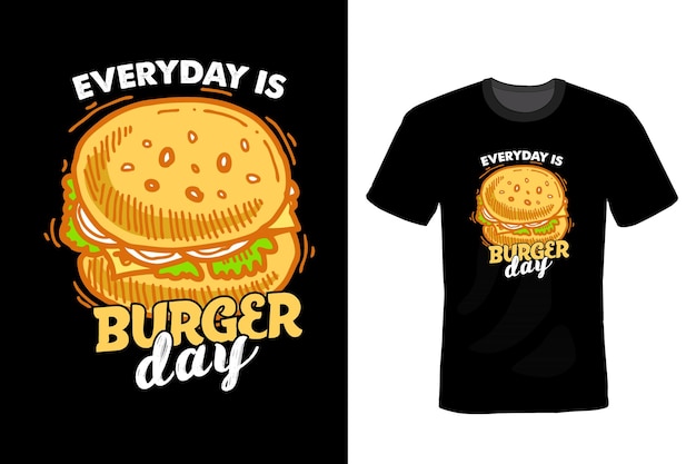 Hamburguesa camiseta diseño tipografía vintage