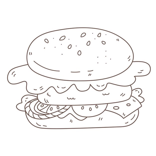 hamburguesa con carne y vegetales en garabato