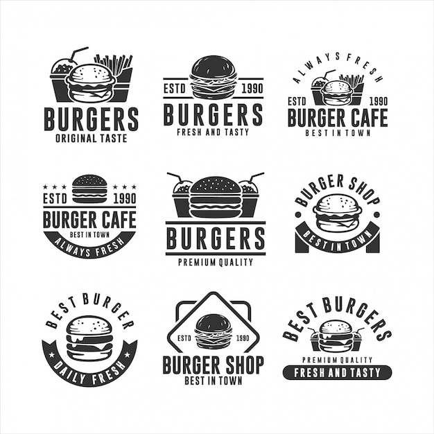 Hamburguesa Colección Logotipos Frescos Y Sabrosos