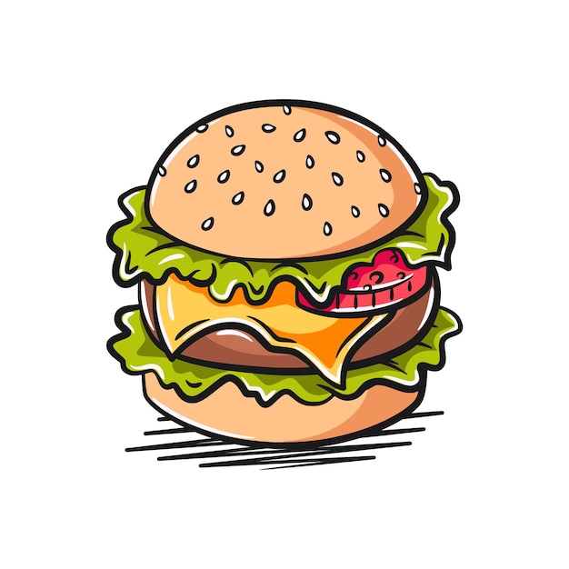 Hamburguesa colorida en una ilustración vectorial