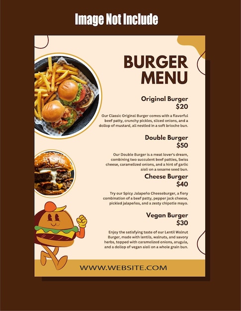 Hamburguesa de comida rápida Menú precio folleto diseño de banner plantilla de publicación en redes sociales