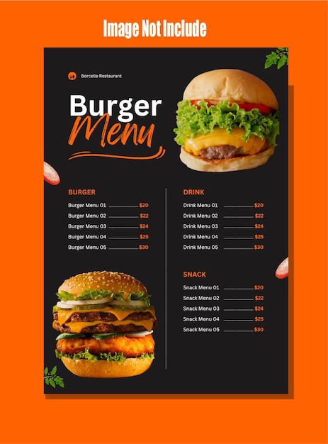 Hamburguesa de comida rápida Menú precio folleto diseño de banner plantilla de publicación en redes sociales