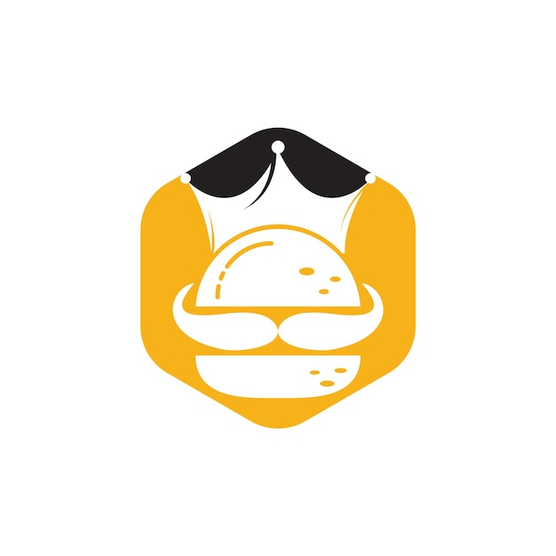 Hamburguesa con concepto de logotipo de icono de corona y bigote