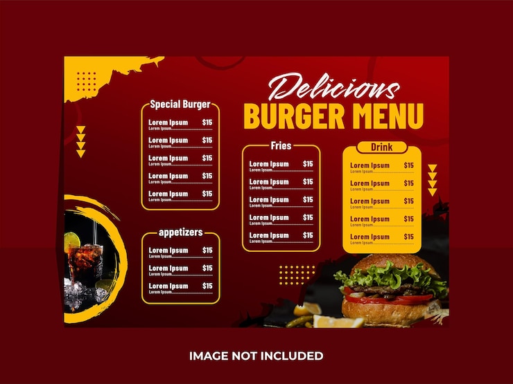 Vector hamburguesa deliciosa diseño de plantilla de menú paisajista