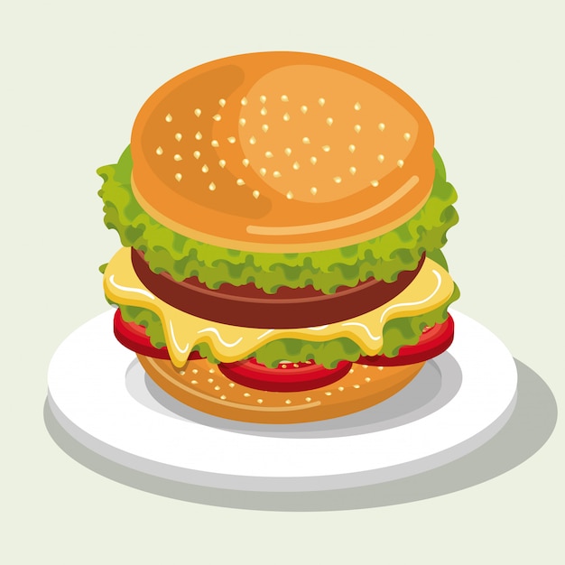 hamburguesa deliciosa icono aislado diseño