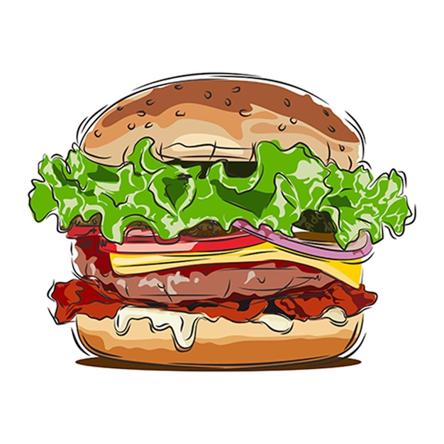 HAMBURGUESA DIBUJADA A MANO ILUSTRACIÓN 3