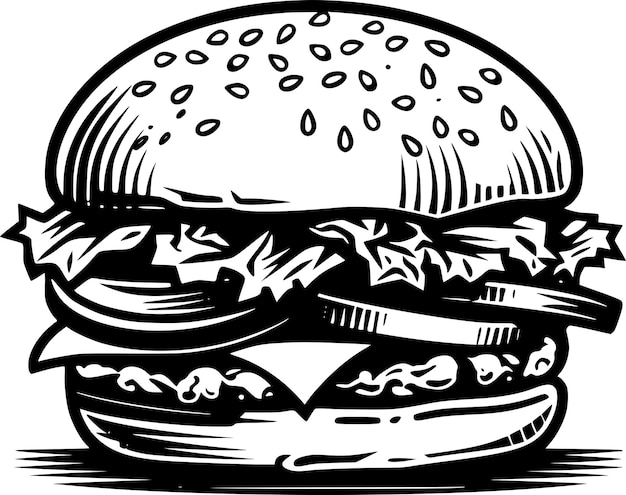 Vector hamburguesa dibujada a mano con ilustraciones vectoriales en estilo retro