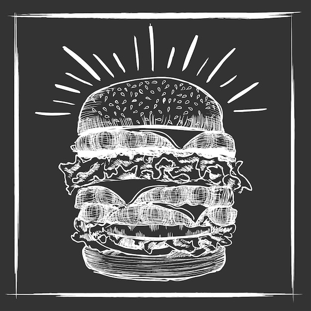 Hamburguesa dibujada a mano vectorial