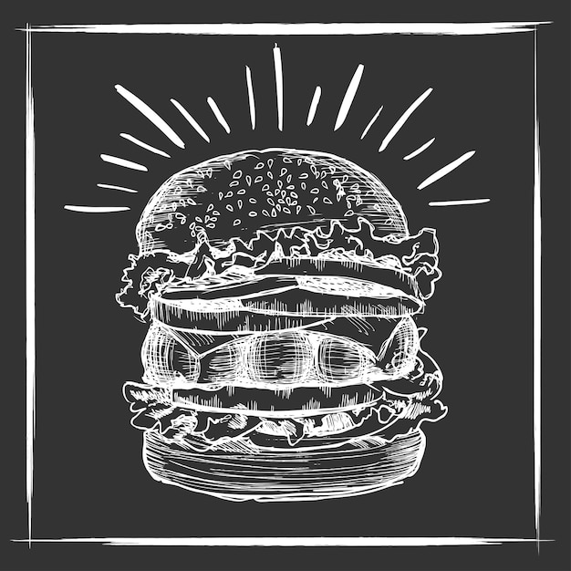 Hamburguesa dibujada a mano vectorial