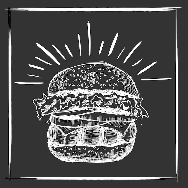 Hamburguesa dibujada a mano vectorial