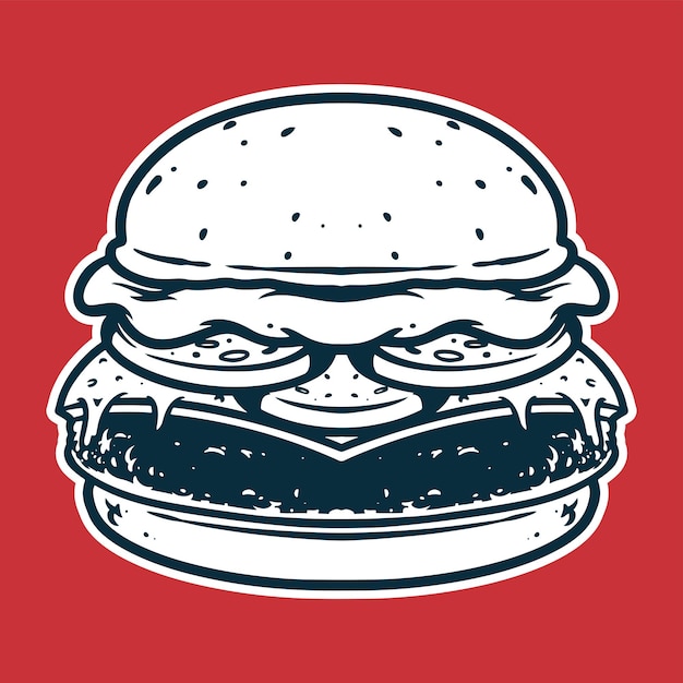 Hamburguesa Dibujo vector ilustración blanco y negro colores simple garabato dibujado a mano
