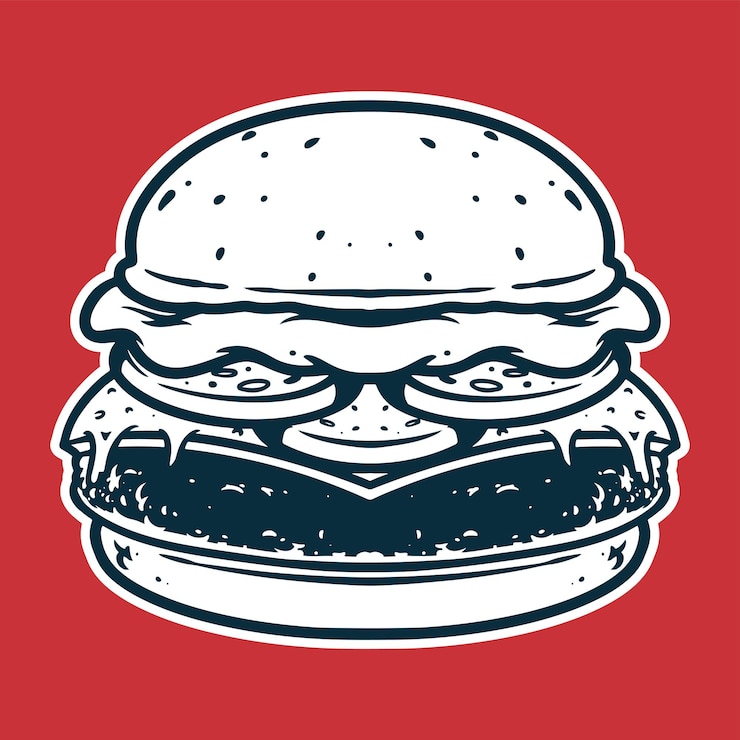 Hamburguesa Dibujo vector ilustración blanco y negro colores simple garabato dibujado a mano