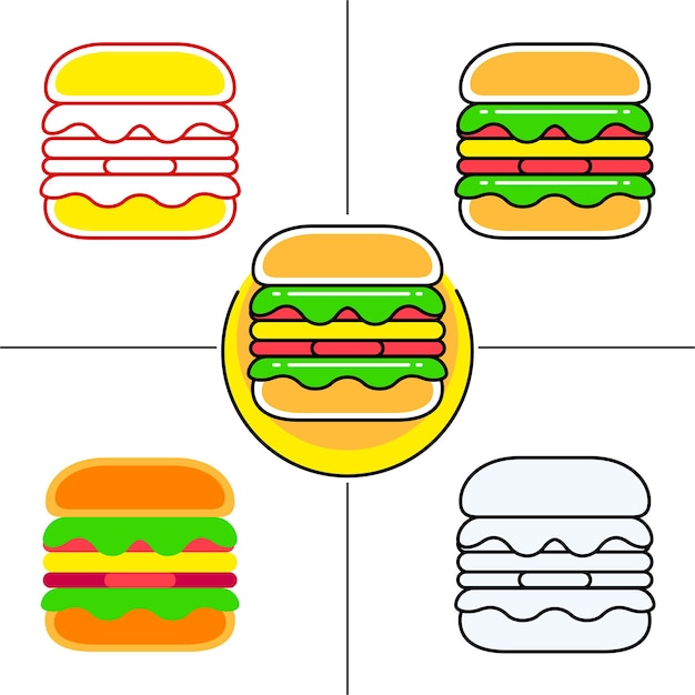 hamburguesa en estilo de diseño plano