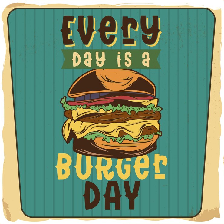 Vector una hamburguesa con una frase de fondo
