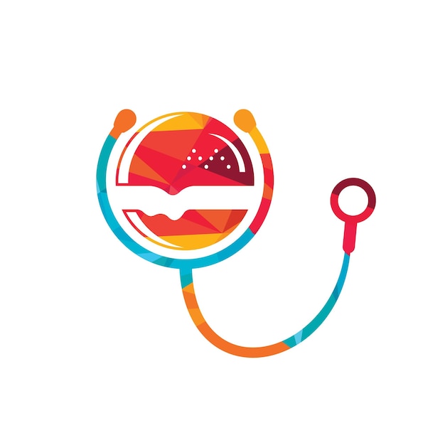 Hamburguesa grande con diseño de logotipo de icono de estetoscopio