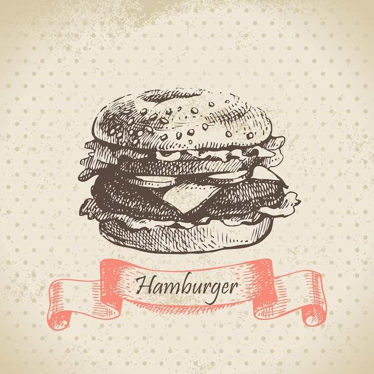 Vector hamburguesa. ilustración dibujada a mano