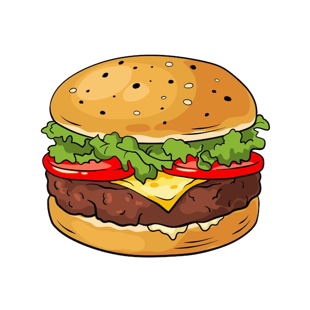 Hamburguesa. Ilustración dibujada a mano