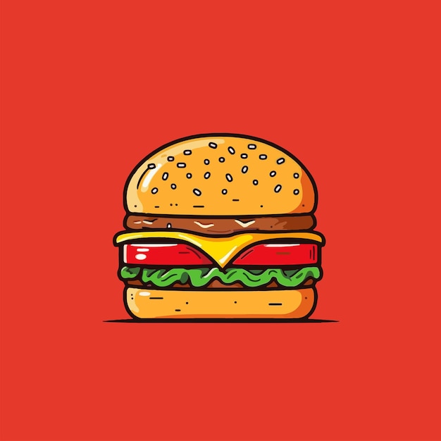 Hamburguesa Ilustración Vectorial Diseño Logotipo Hamburguesa