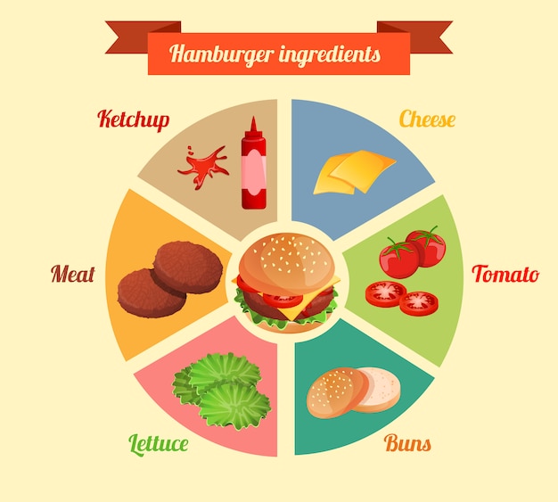 Vector hamburguesa ingredientes infografía