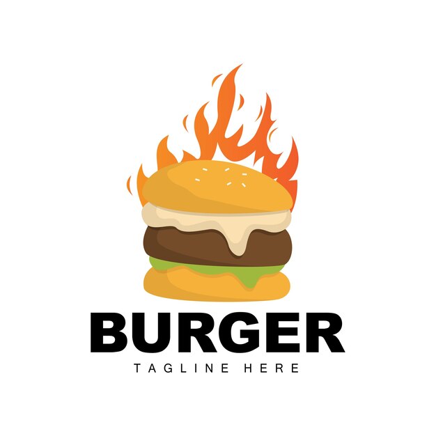 Hamburguesa Logo Pan Vector Carne Y Verdura Diseño De Comida Rápida Tienda De Hamburguesas Y Marca De Producto Icono Ilustración