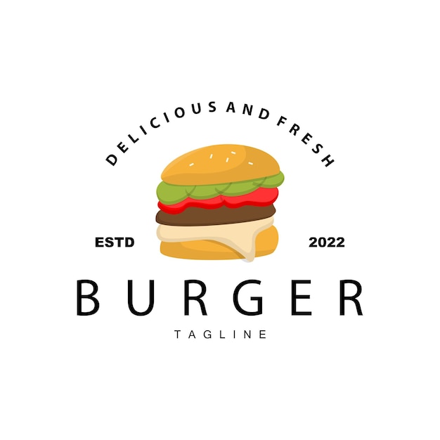 Hamburguesa Logo Vector Pan Carne Y Verduras Comida Rápida Ilustración Diseño