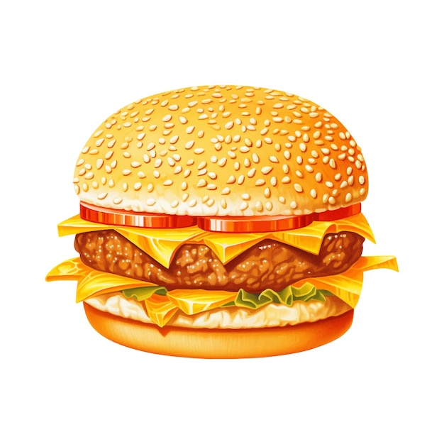 hamburguesa naranja en el estilo plano fondo blanco IA generativa