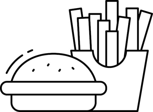 Hamburguesa con patatas fritas contorno ilustración vectorial