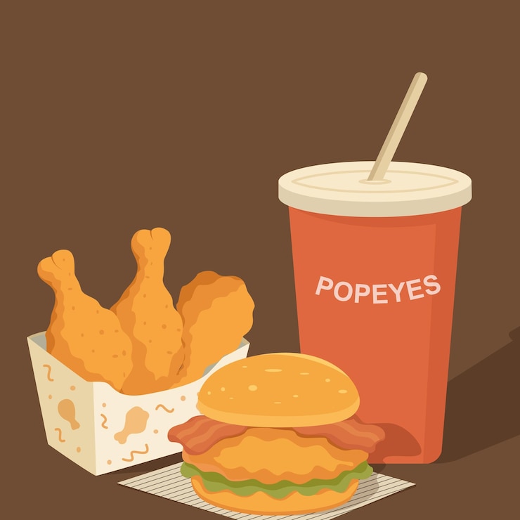 Vector hamburguesa de pollo frito con patas de pollo y soda