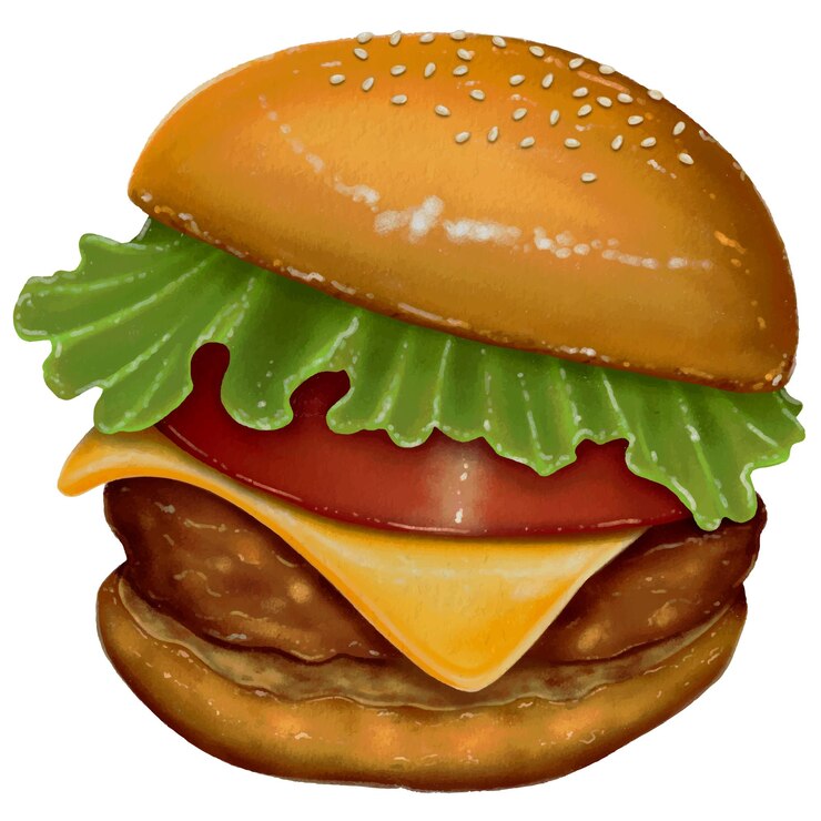 hamburguesa con queso deliciosa dibujada a mano