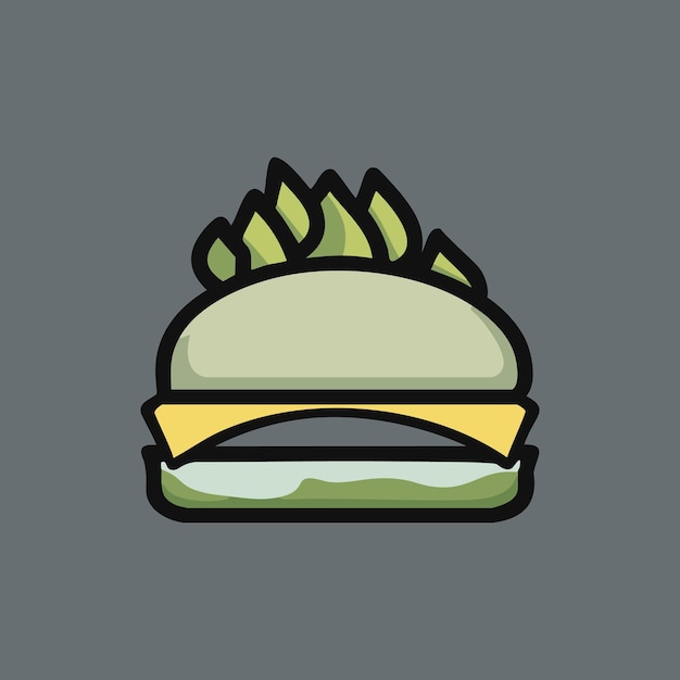 Vector hamburguesa queso con fuego dibujos animados icona vectorial ilustración icona de objeto de comida concepto