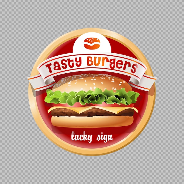 Hamburguesa realista con fondo transparente