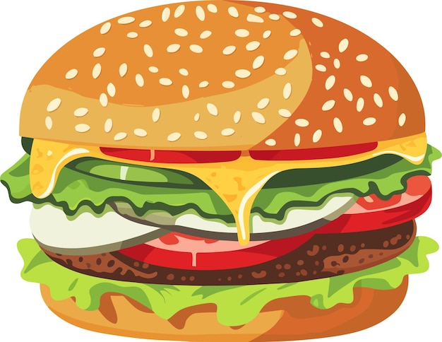 Vector hamburguesa vectorial con carne y queso vegetal