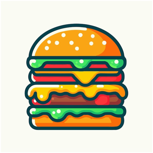 hamburguesa vectorial de color plano