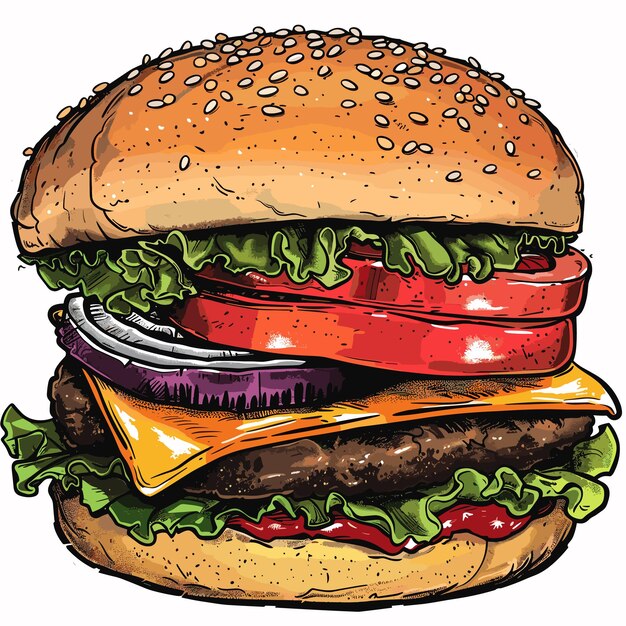 Vector hamburguesa vectorial en fondo blanco ia generativa