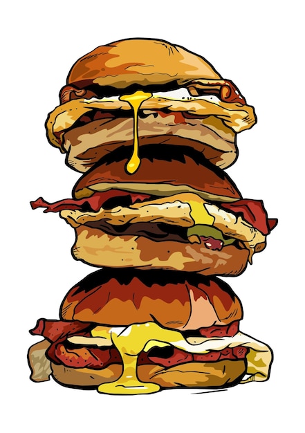 Vector hamburguesas apiladas de ilustración vectorial