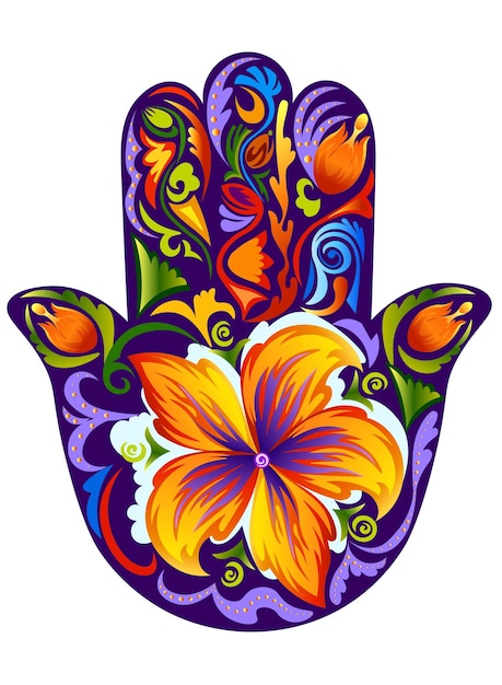 Vector hamsa con adorno floral