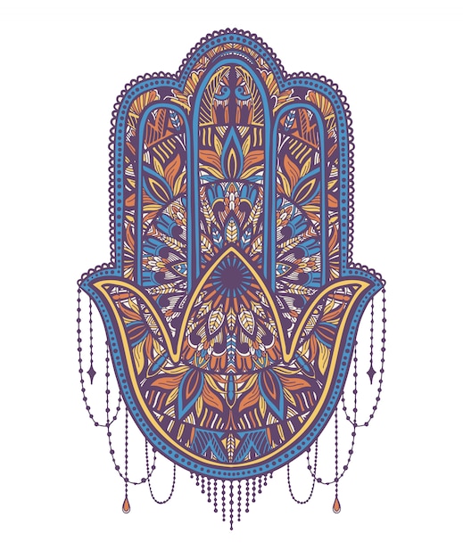 Hamsa talismán religión asiática. símbolo de protección y talismán contra el mal de ojo.