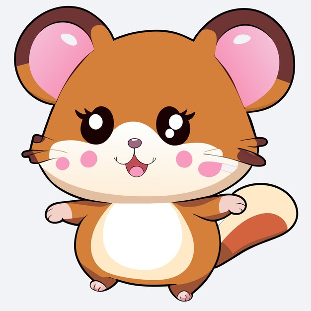 Hámster chibi kawaii dibujado a mano dibujos animados pegatina icono concepto aislado ilustración