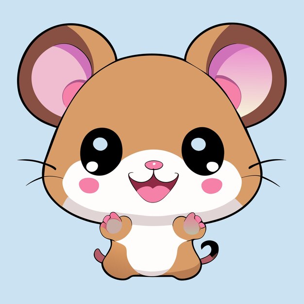 Hámster chibi kawaii dibujado a mano dibujos animados pegatina icono concepto aislado ilustración