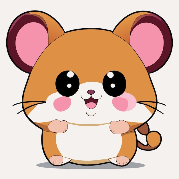 Hámster chibi kawaii dibujado a mano dibujos animados pegatina icono concepto aislado ilustración