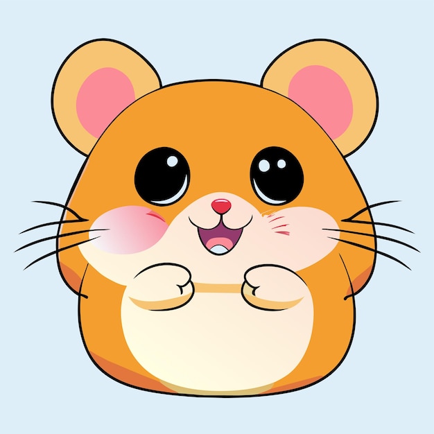 Hámster chibi kawaii dibujado a mano dibujos animados pegatina icono concepto aislado ilustración