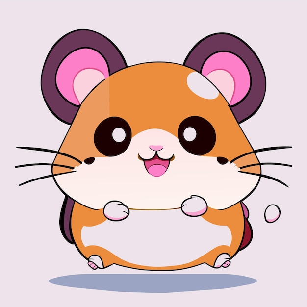 Hámster chibi kawaii dibujado a mano dibujos animados pegatina icono concepto aislado ilustración