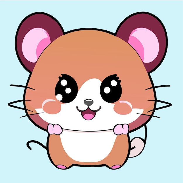 Hámster chibi kawaii dibujado a mano dibujos animados pegatina icono concepto aislado ilustración
