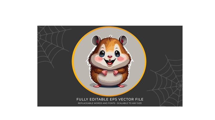 Vector un hámster de dibujos animados lindo y amistoso con ojos grandes y una sonrisa brillante