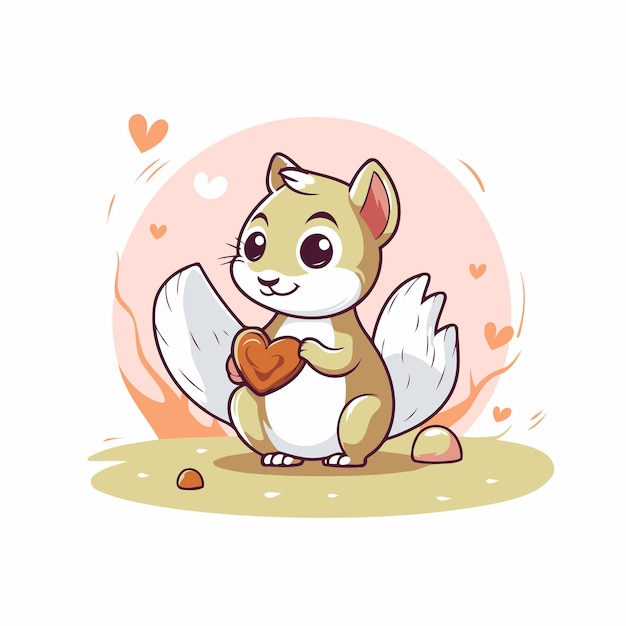 Vector hamster lindo con corazón ilustración vectorial en estilo de dibujos animados